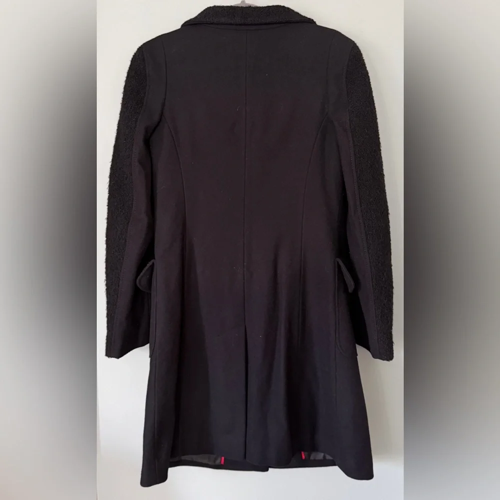 Vintage y2k European Wool Cashmere Structured Minimalist Black Coat Size 6/EU36‎